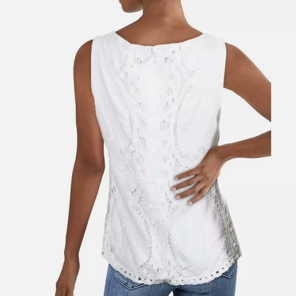 Lauren Ralph Lauren Battenberg lace v neck shell tank top - Picture 2 of 4